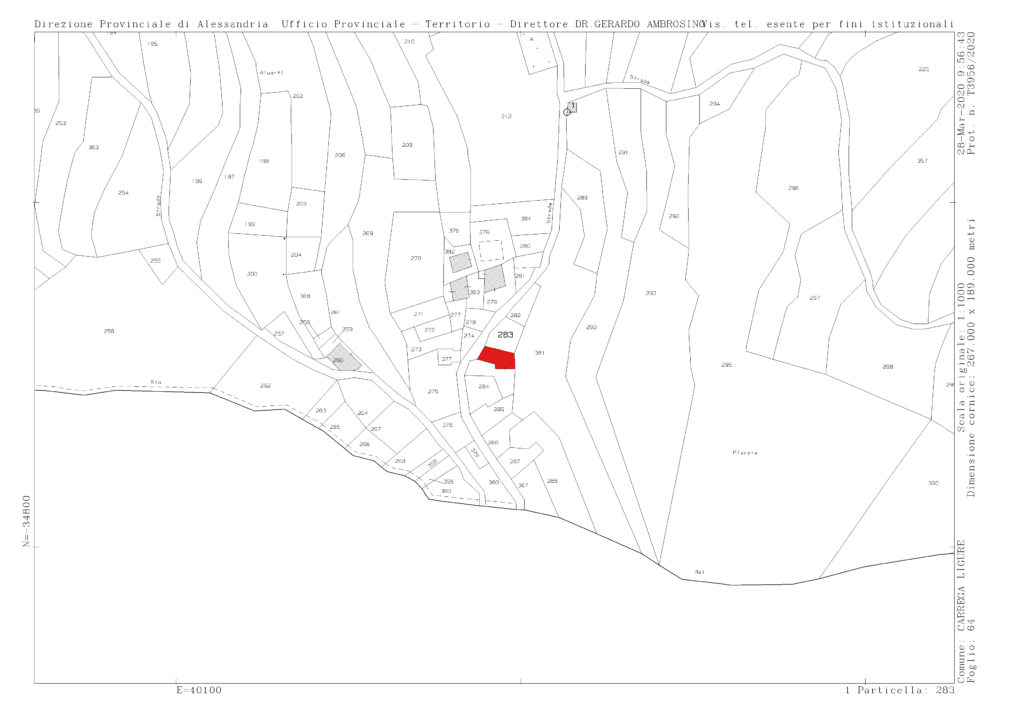 Planimetria FRAZIONE BERGA foglio 64 mappale 283